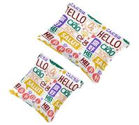 2 PCS Hello-Words-Pattern Pocket Cosmetic Bag, Self-Closing Shrapnel Makeup Pouch, Portable No Zipper Mini Travel Make Up Bag for Headphones Coin Lipstick Cosmetics Earphones Jewelry Organizer