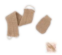 2 Pcs Hemp Back Scrubber, Exfoliating Back Strap with Mitt, Bath & Shower Body Brush Scrubber with Handle for Men and Women Deep Cleaning (Brown)