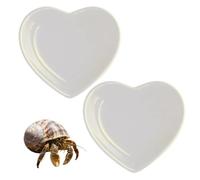 2 Pcs Hermit Crab Food Dish Ceramic Hermit Crab Water Bowl Reptile Water Dish Aquarium Accessory for Bearded Dragon Lizard Gecko Tortoise Snail Frog (White Love Heart)