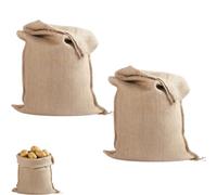 2 Pcs Hessian Sack, Reusable Woven Storage Bag, for Potato and Vegetable Storage, Onion Keeping, and Sand (40x60cm, Yellow)