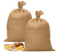 2 PCS Hessian Sacks, 40x60cm Burlap Potato Storage Bags, Breathable Jute Sacks for Root Vegetables, Grain and Compost Storage, Reusable Hessian Bags for Home Gardeners