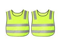 2 Pcs Hi Vis Vests for Kids, Yellow High Vis Jackets High Visibility Reflective Safety Vest for Kids Girls Boys Outdoor