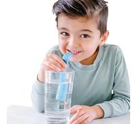 2 Pcs Hiccup Straw Set, Stops Hiccups Naturally & Fast, Reusable Stop Hiccups Straw with Small Hole Flat Mouth Design Food Grade Plastic Compact Portable, for All Ages, Children & Adults (Lake Blue)