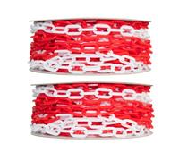 2 Pcs High Visibility 25 Meter Plastic Chain - Red and White | 6MM Plastic Chain Barrier for Traffic Control and Parking Space Management