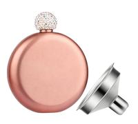 2 Pcs Hip Flask, 2 Piece Set with Funnel, Glitter Rose Gold Finish, Stainless Steel Construction, Portable Design for Various Occasions, 12 Ounce Capacity
