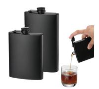 2 Pcs Hip Flasks, 8 Oz & 12 Oz Hip Flask Alcohol Portable Leakproof Hip-Flask for Men and Women for Climbing Camping Barbecue Bar Party (Matte Black)