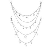 2 PCS Hip Hop Pants Chain, Star Pants Chain Punk Jean Star Punk Pocket Chains Rock Stars Pocket Chains with Lobster Clasps Goth Accessories Alloy Multi-Layer Y2k Wallet Goth for Men and Women