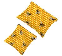 2 PCS Hive Honey Pocket Cosmetic Bag, Self-Closing Shrapnel Makeup Pouch, Portable No Zipper Mini Travel Make Up Bag for Headphones Coin Lipstick Cosmetics Earphones Jewelry Organizer