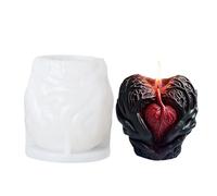2 Pcs Holding Heart Candle Silicone Mold for Soap Ice Cake Chocolate Fruit Pie Only for Handmade(White04)