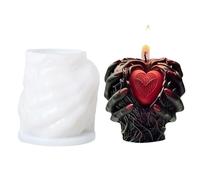 2 Pcs Holding Heart Candle Silicone Mold for Soap Ice Cake Chocolate Fruit Pie Only for Handmade(White02)