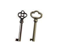 2 Pcs Hollow Barrel Skeleton Keys Antique Metal Skeleton Keys Old Style Cabinet Lock Key Vintage Furniture Skeleton Key for Cupboard