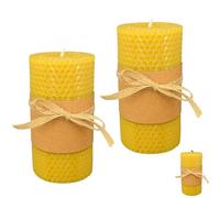 2 PCS Honeycomb Beeswax Pillar Candles, Smokeless Natural Beeswax Decorative Candles, 15-20 Hour Honeycomb Pattern Design for Home Ambiance, Romantic Dinners and Meditation Settings (10 x 5 cm)