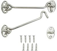 2 PCS Hook Eye Door Lock Black Cabin Hook with 8 Screws, Stainless Steel Door Hook Lock Barn Door Swivel Window Hook Lock for Cabinets Closet Doors Window Garage Door