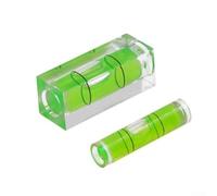 2 Pcs Horizontal Bubble Level Set Having Rectangular Plus Cylindrical Mini Level Vials Elite Plastic Construction Transparent Body with Green