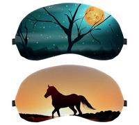 2 PCS Horse Sleep Mask for Back and Side Sleeper, 100% Light Blocking Eye Mask, Adjustable & Breathable Sleeping Eye Cover, Zero Eye Pressure