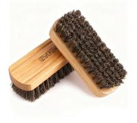 2 PCS Horsehair Shoe Brush, Leather Cleaning Brush Premium Super Soft Bristles with Ergonomic Wooden Handle Ideal for Polishing Leather Cleaning Suede and Fabric Shoes Trainers Boots