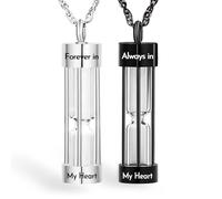 2 Pcs Hourglass Urn Necklace for Ashes - Timeless Memorial Pendant Forever in My Heart Ashes Holder Container Always in My Heart Keepsake Jewelry for Ashes Hourglass Cremation Jewelry- Set of 2