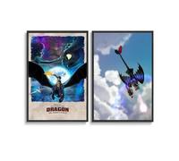 2 PCS How To Train Anime Your Drago Movie Poster Wall Art Canvas Posters 08x12inch(20x30cm) Style-2