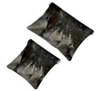 2 PCS Howl at The Moon Threesome Fun Pocket Cosmetic Bag, Self-Closing Shrapnel Makeup Pouch, Portable No Zipper Mini Travel Make Up Bag for Coin Lipstick Cosmetics Earphones Jewelry Organizer