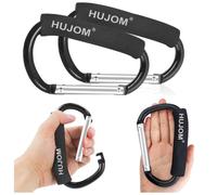 2 Pcs Hujom Universal Stroller Hooks Carabiner Clips for Hanging Diapers, Purse Grocery, and Shopping Bags. Heavy Duty Mommy Accessories for Outdoor, Camping and Hiking.