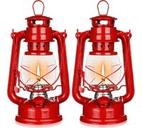 2 Pcs Hurricane Lantern 10 Inch Original Oil Burning Lantern Vintage Oil Lamp Outdoor Indoor Decorative Kerosene Lamp Hanging Kerosene Fuel Lanterns for Camping Home Patio (Red)