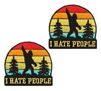 2 PCS I Hate People Bgft Funny Patch Tactical Embroidered Emblem Hook and Loop Applique Badge Patches for Armband,Pouch,Clothes,Backpack,Jacket,Jeans,Vest,Hat,Bag,Biker,Uniforms