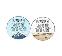 2 Pcs I Wanna Be Where the People Aren't Button Pins, Desert Mountain Peak Glacier Travel Adventure Lapel Pins, Explorer Travel Lover Metal Alloy Badge