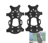 2 PCS Ice Cleats for Shoes and Boots, 10-Spike Stainless Steel Crampons with Silicone Harness, Universal Size Fits 38-44, Non-Slip Traction for Winter Hiking, Ice Fishing, Snow Walking