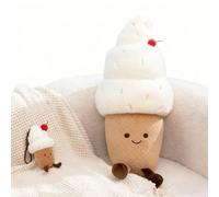 2 Pcs Ice Cream Cone Plushie Toy Keyring, Cute Stuffed Food Squishy Cuddly Toys, Kawaii Hugging Plush Gifts for Kids Girls Women, Ideal for Birthday Christmas Holiday & Party Bag Fillers (Set 2)