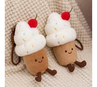 2 Pcs Ice Cream Cone Plushie Toy Keyring, Cute Stuffed Food Squishy Cuddly Toys, Kawaii Hugging Plush Gifts for Kids Girls Women, Ideal for Birthday Christmas Holiday & Party Bag Fillers (Set 3)