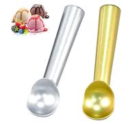 2 Pcs Ice Cream Scoop Icecream Scoop i e Cream Scoop Nonstick Anti-Freeze One Piece Aluminum Scooper Spoon, Heavy Duty Gelato, Cookie Dough, Sorbet, Almond, Melon Balls（Silver Gold）