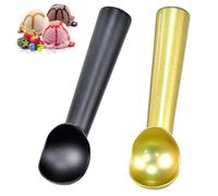 2 Pcs Ice Cream Scoop Icecream Scoop i e Cream Scoop Nonstick Anti-Freeze One Piece Aluminum Scooper Spoon, Heavy Duty Gelato, Cookie Dough, Sorbet, Almond, Melon Balls（Black Gold）