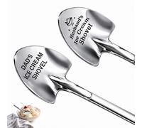 2 PCS Ice Cream Spoon Shovel Gift for Dad, Engraved Stainless Steel Dessert Spoon, Novelty Present for Father, Grandpa or Husband for Birthday Christmas Father’s Day and Special Occasions