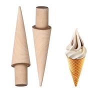 2 Pcs Ice & Cream Wooden Cone Mold, Wood Cream Horn Roller for DIY Baking & Kitchen