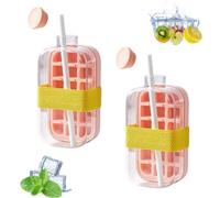 2 PCS Ice Cube Bottle, Ice and Water Cup in One, Touch-Free Ice Cube Tray, 500/800 ML Silicone Water Bottle Ice Cube Tray Press Easy Ice Release for Freezer Juice Beverage(2 PCS Pink,800 ML)