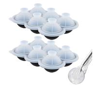 2 Pcs Ice Cube Tray with Lid, 4.5x4.5cm, 6 Grids Large Ice Cube Moulds with Funnel, Stackable silicone Ice Cube Maker Easy Release, Reusable Ice Ball Mould for Cocktails Whiskey Juice Coffee, BPA Free