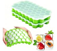 2 PCS Ice Cube Trays with Lids 37 Cubicle Food Grade Ice Freezer Silicone Ice Cube Maker to Frozen Drinks for Chilled Drinks, Whiskey & Cocktails