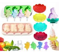 2 Pcs Ice Lolly Moulds with Sticks,8 Cavity Silicone Ice Cream Mould with 16 Sticks and 4pcs Silicone Drip Free Popsicle Holder for Kids,BPA Free Cakesicle Moulds,Reusable Popsicle Mould