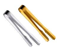 2 Pcs Ice Tongs, Stainless Steel Mini Food Tongs, U Shaped Serving Small Ice Tong, Sugar Sweet Tong, for Serving Food ICES Sugar Sweet, Cube, Salad, Buffet, Kitchen, Cafe, Bar (6 in Gold, Silver)