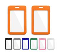 2 Pcs ID Badge Holder with Double-Sided Windows Vertical Hard Plastic Case Orange Card Protector Pouch for Office School ID Credit Cards Proximity Key Cards Driver’s Licenses and Passes