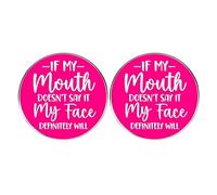 2 Pcs If My Mouth Doesn't Say It My Face Definitely Will Round Button Pins, Funny Humorous Sarcastic Phrases Enamel Pins, Metal Alloy Badges for Men and Women