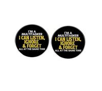 2 Pcs I'm a Multitasker I Can Listen Ignore & Forget All at the Same Time Enamel Pins, Funny Humorous English Phrase Lapel Pins, Multi-tasker Mocking Alloy Badge