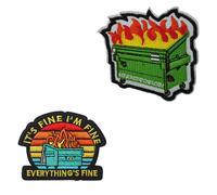 2 PCS I'm Fine Everything is Fine Funny Patches Tactical Embroidered Patches for Clothes,Bag,Uniforms,Armband,Biker,Pants,Jacket,Vest,Hat,Coat,Pouch,BackpackHook and Loop Applique Badge
