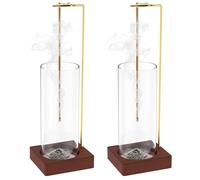 2 Pcs Incense Holder, Wooden Upside Down Incense Holders with Removable Glass Ash Catcher Incenses Stick Holder with Wood Tray and Metal Rod for Yoga Spa and Home Relaxation