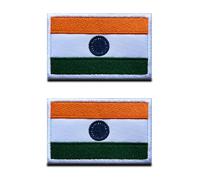2 Pcs India Indian Flag Patch Hook and Loop Embroidered National Applique Emblem Patch for Team Work Clothes Football Jersey Backpack Caps Travel Biker Tactical Military