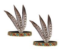 2 Pcs Indian Headband Headdress Feather Headband Native American Feather Headband Hair Band Headwear Headpiece Fashion Elegant Flapper Headband Hair Decoration for Women Girls
