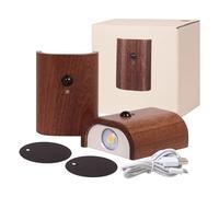 2 Pcs Indoor Wooden Wall Sconce, Motion Sensor Night Lights, Wooden LED Up Down Wall Lamp Dual Sensing Mode for Indoor Bedroom Hallway Stairway Living Room (Sabine Wood Colour,Linkage Sensor)