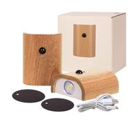2 Pcs Indoor Wooden Wall Sconce, Motion Sensor Night Lights, Wooden LED Up Down Wall Lamp Dual Sensing Mode for Indoor Bedroom Hallway Stairway Living Room (Beech Wood Colour,Non-Linked Sensing)
