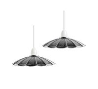 2 PCS Industrial Metal Umbrella 22cm Easy Fit Lampshades in Brushed Silver