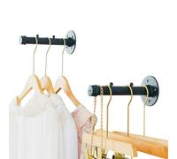2 Pcs Industrial Pipe Clothing Bar,Wall Mount Clothes Rack for Hanging Clothes - Wall Clothing Rods for Retail Boutique Display (6 in)